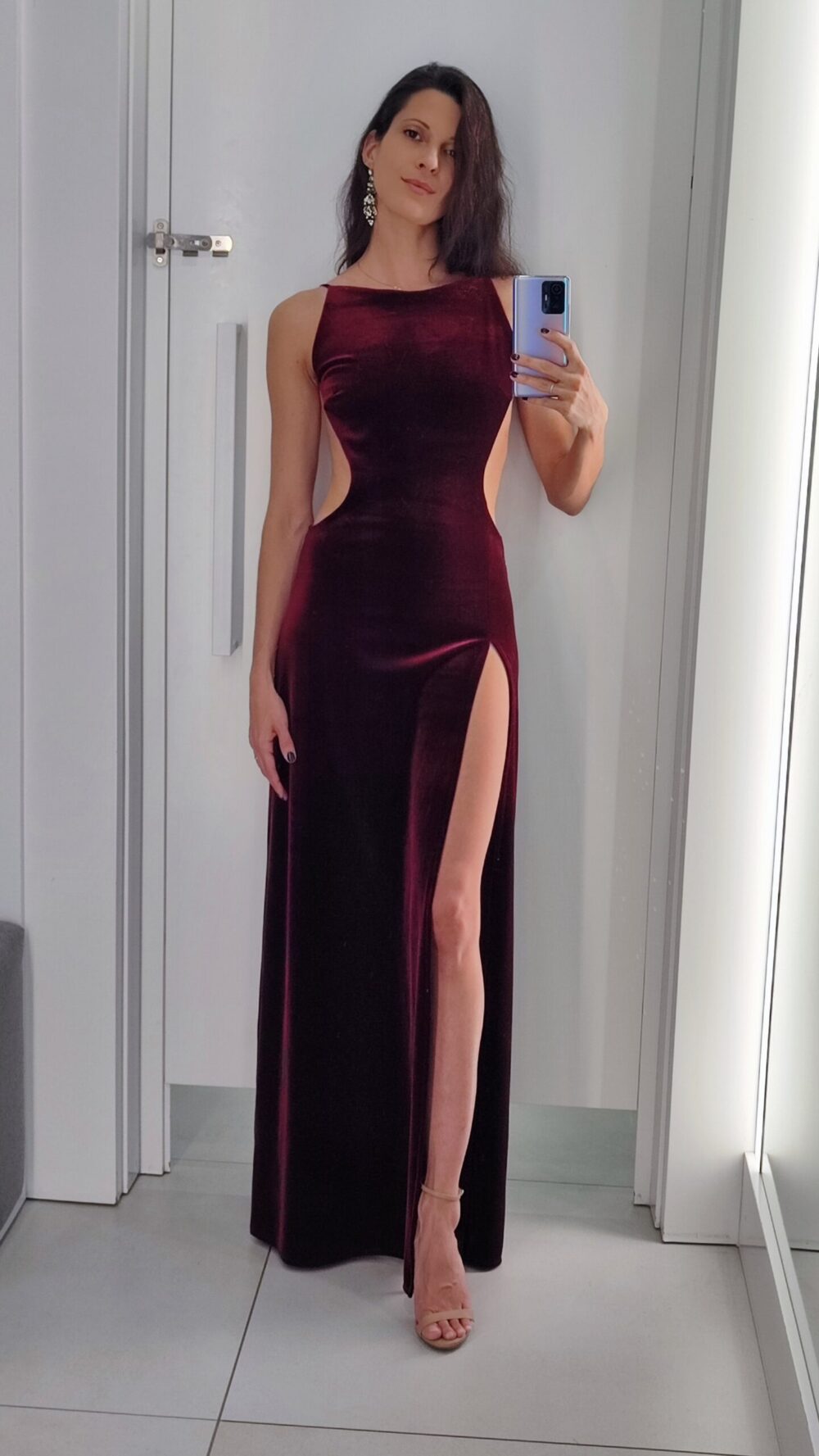 'Contour' Slit Gown in Velvet (Pre-order) - Image 4